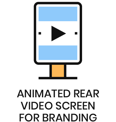 Animated rear video screen for branding